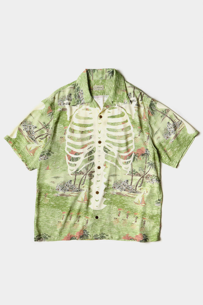 Kapital - Rayon KAMEHAMEHA BONE WRANGLE Collar Aloha - Khaki - Canoe Club