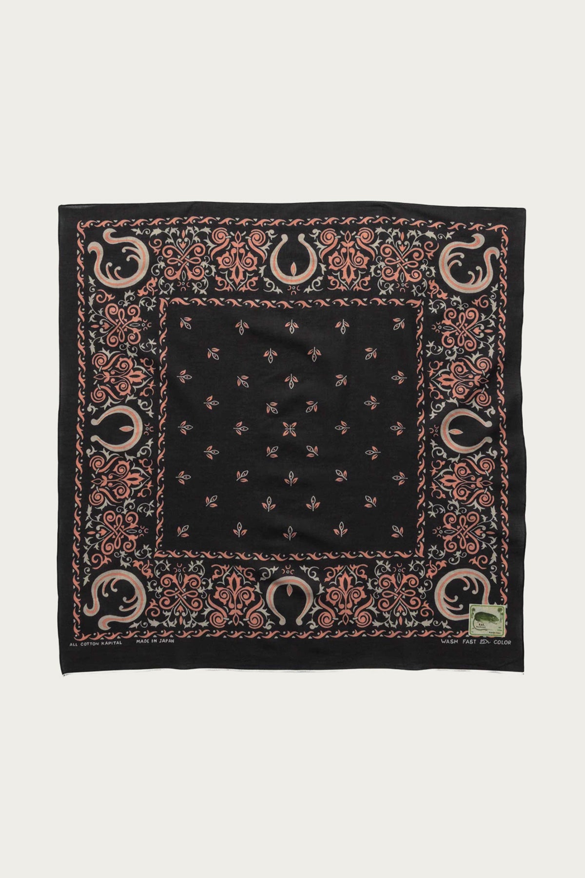 Kapital - Fastcolor Selvedge Bandanna (ATLER NAJA) 30x30 - Black - Canoe Club