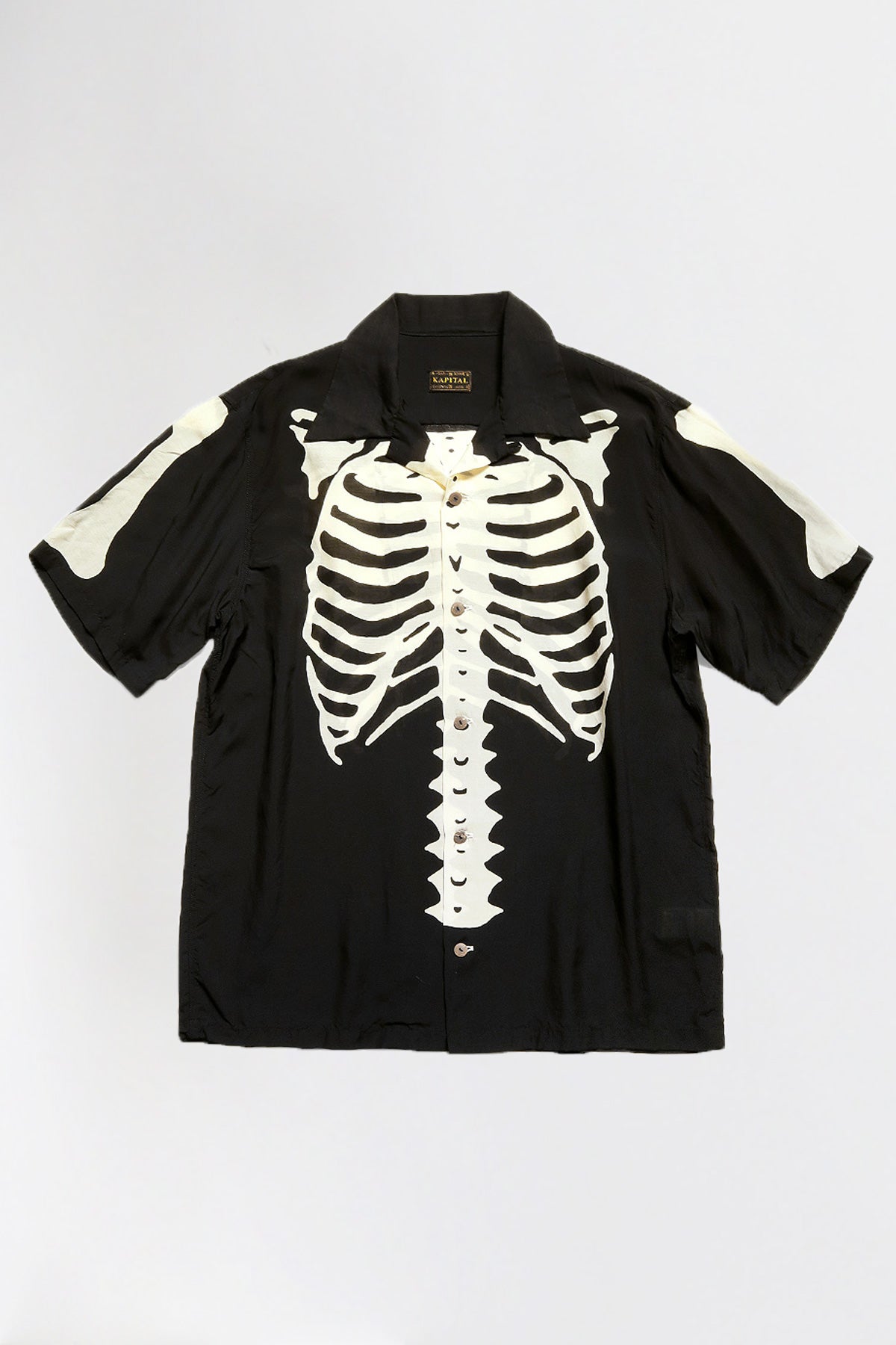 Kapital - Silk Rayon BONE Aloha Shirt - Black - Canoe Club