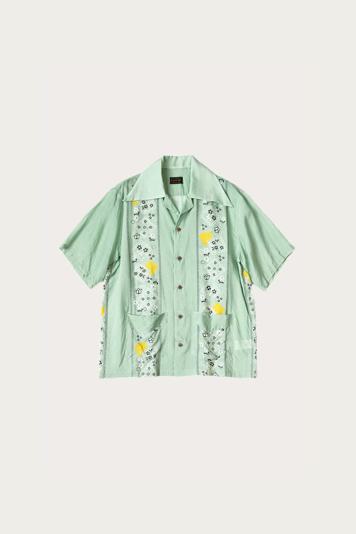 Kapital - Silk Rayon PECKISH RAINBOWY WRANGLE Collar Cuba Shirt - Mint - Canoe Club