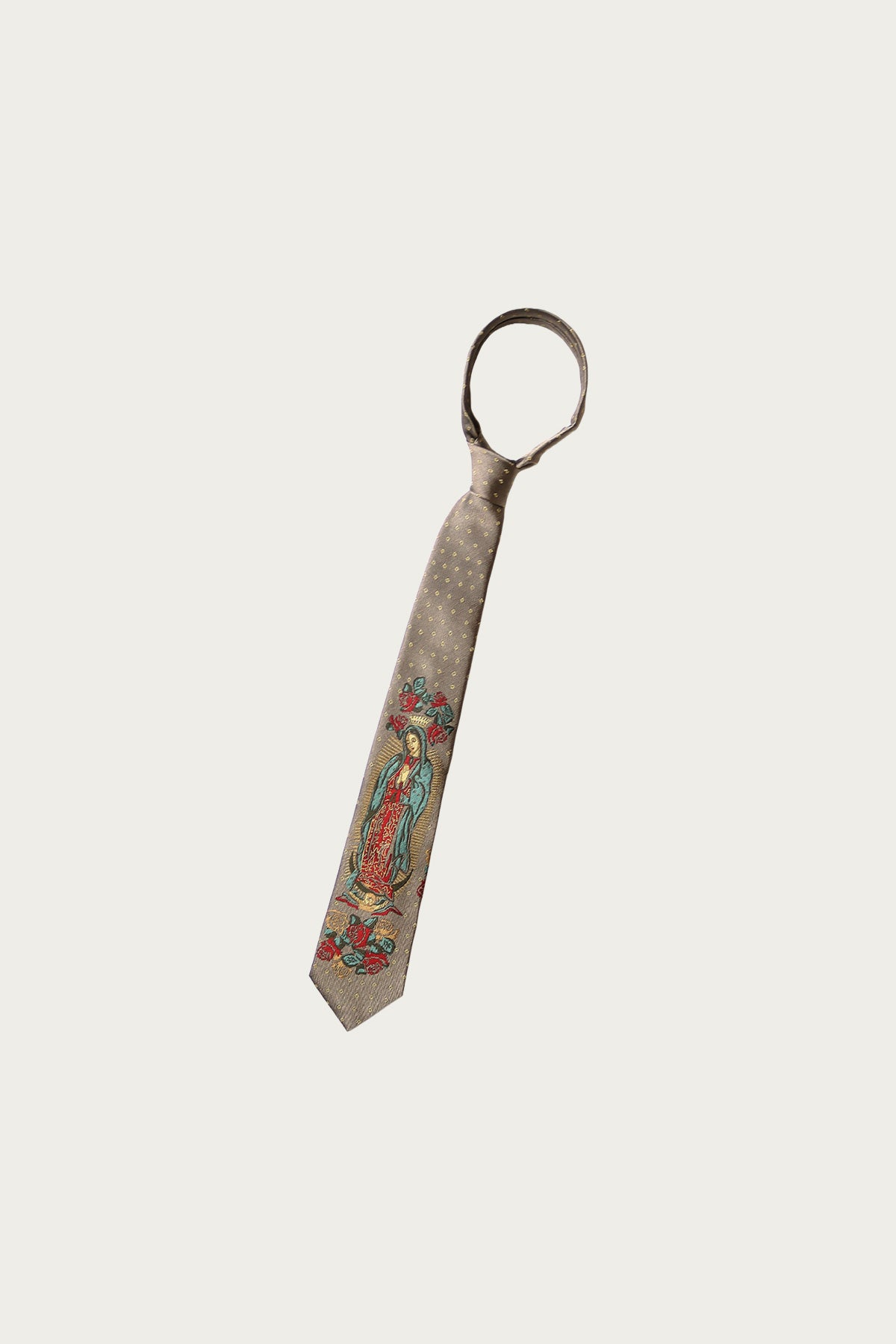 Kapital - Silk Twill MARIA Tie - Grey/Beige - Canoe Club