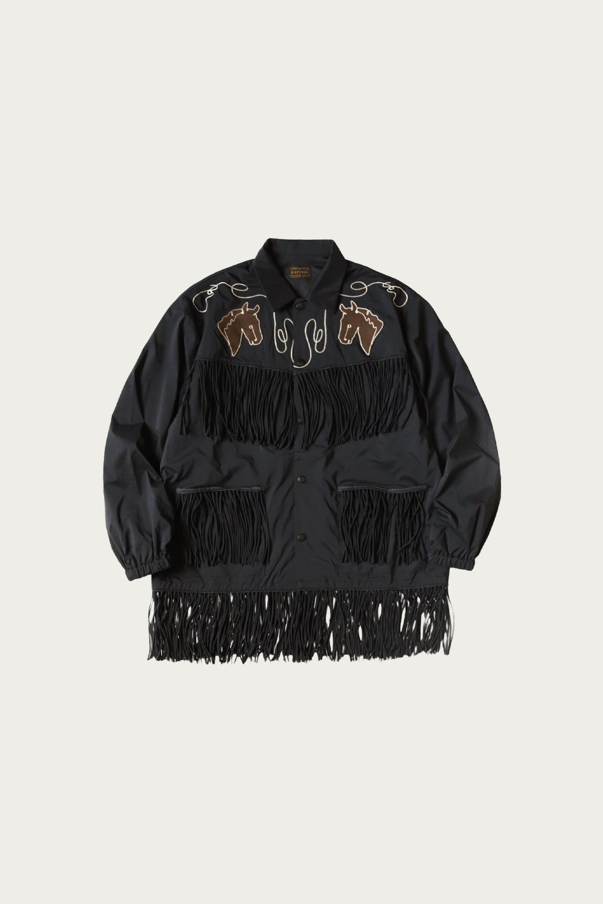Kapital - Stretch Nylon Fringed Coach JKT - Black - Canoe Club