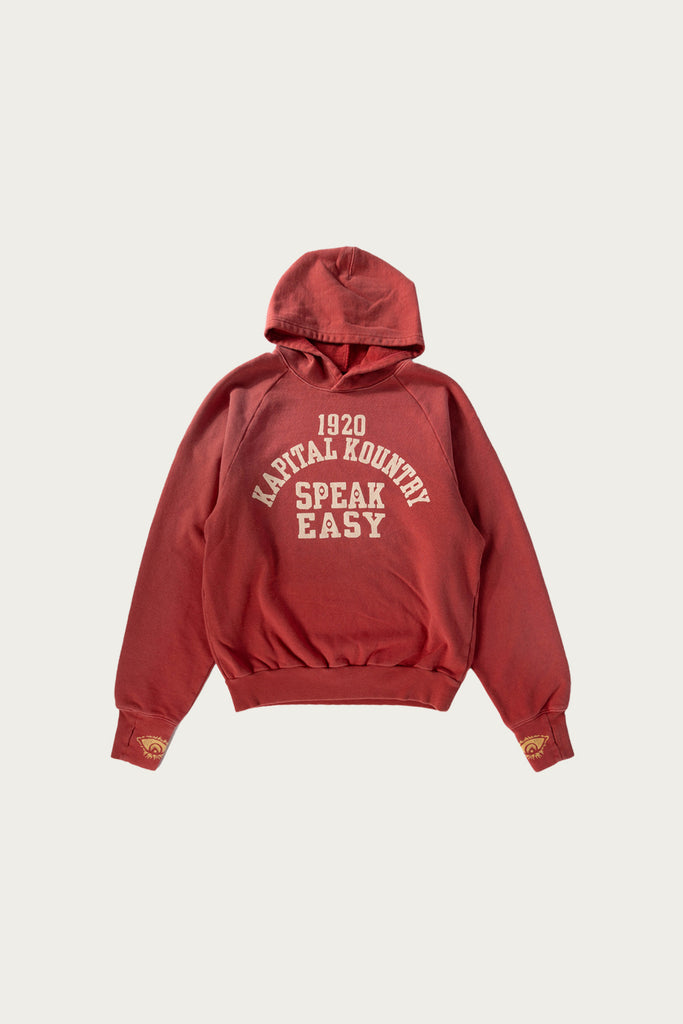 Kapital - SWT Knit Raglan Hoodie (SPEAKEASY College) - Red - Canoe Club