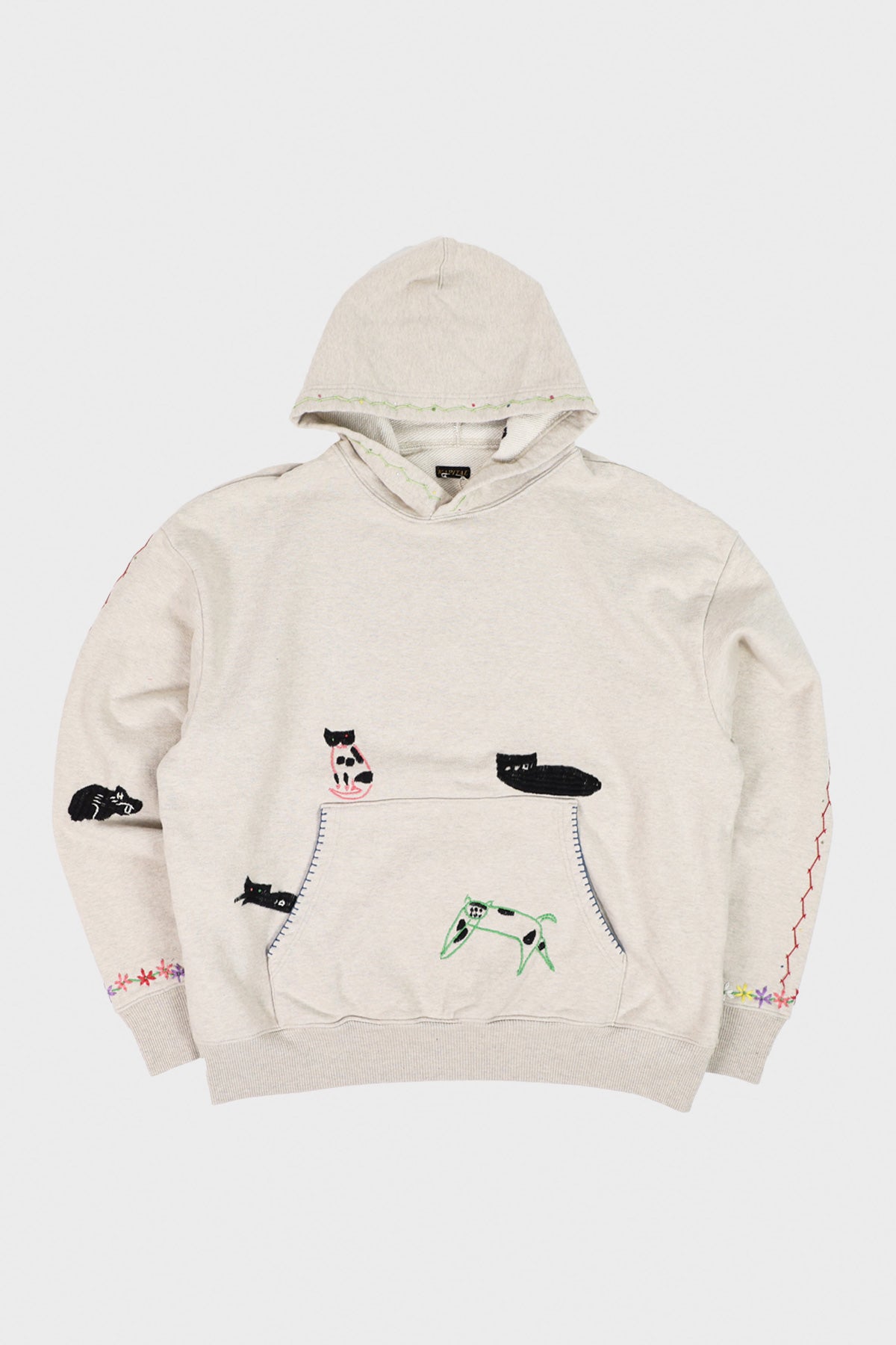 Kapital - TOP SWT Knit Hoodie (BLACK CAT) - Natural - Canoe Club