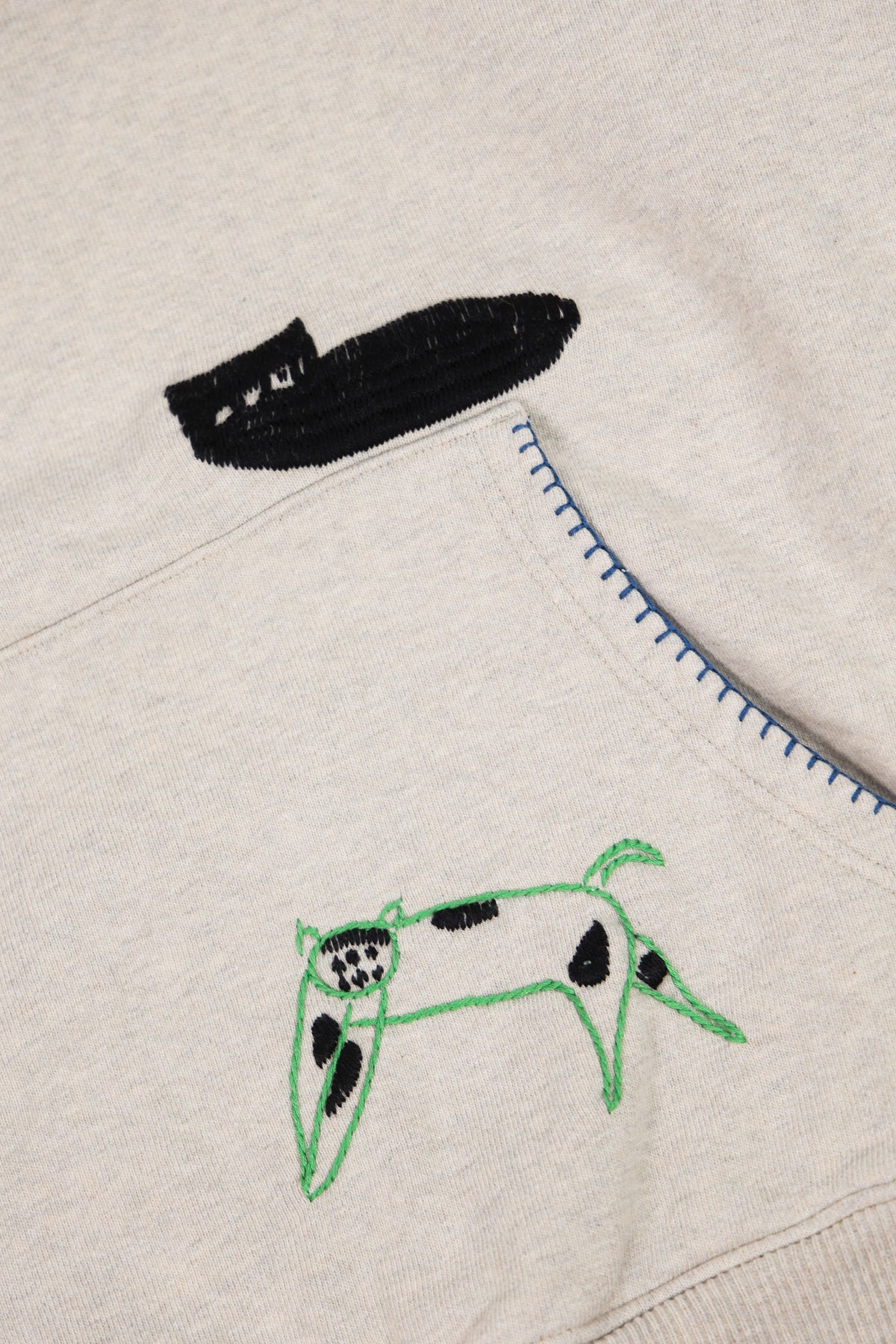 Kapital - TOP SWT Knit Hoodie (BLACK CAT) - Natural - Canoe Club