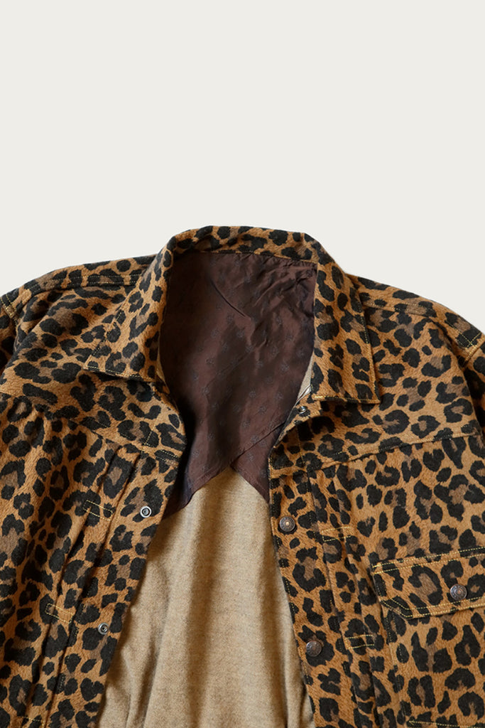 Kapital - Twill Aging-Wool Leopard 1st JKT - Brown - Canoe Club