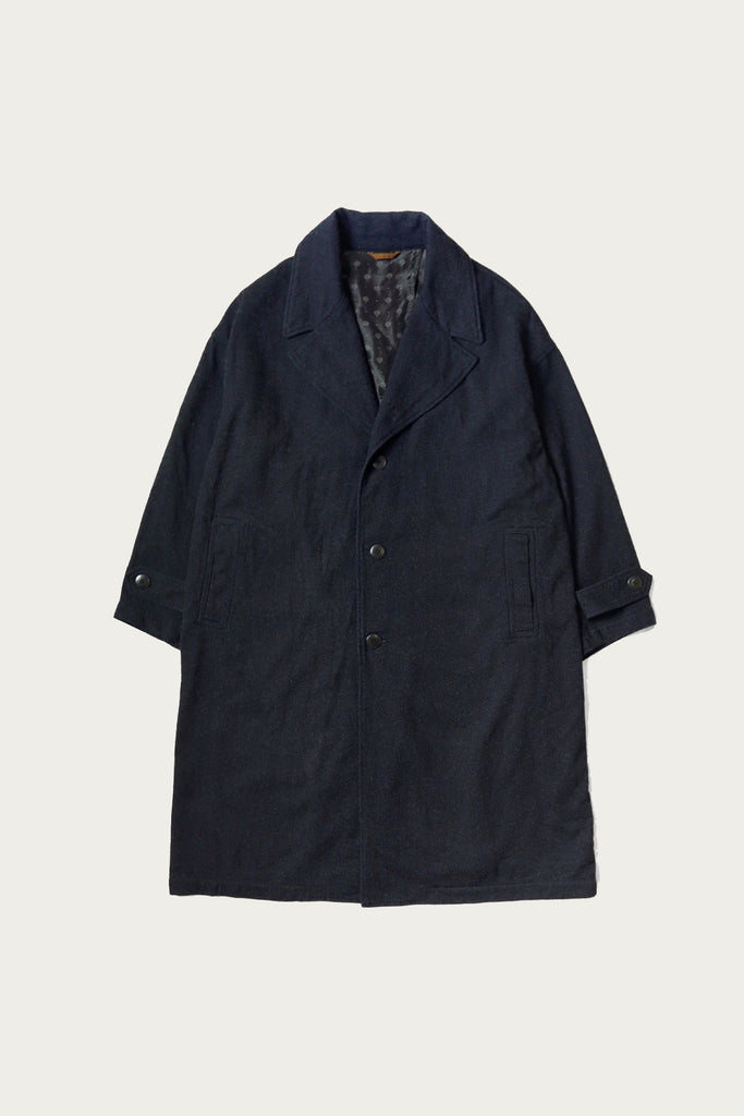 Kapital - Twill Aging-Wool CAVALIER Coat - Indigo - Canoe Club