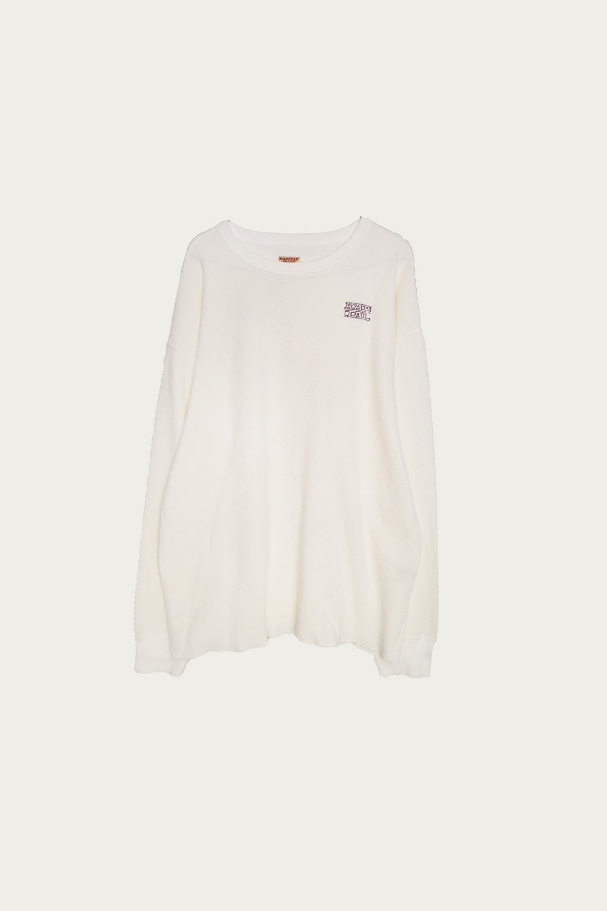 Kapital - Waffle Jersey Long Sleeve T (KAPITAL Embroidery) - White - Canoe Club