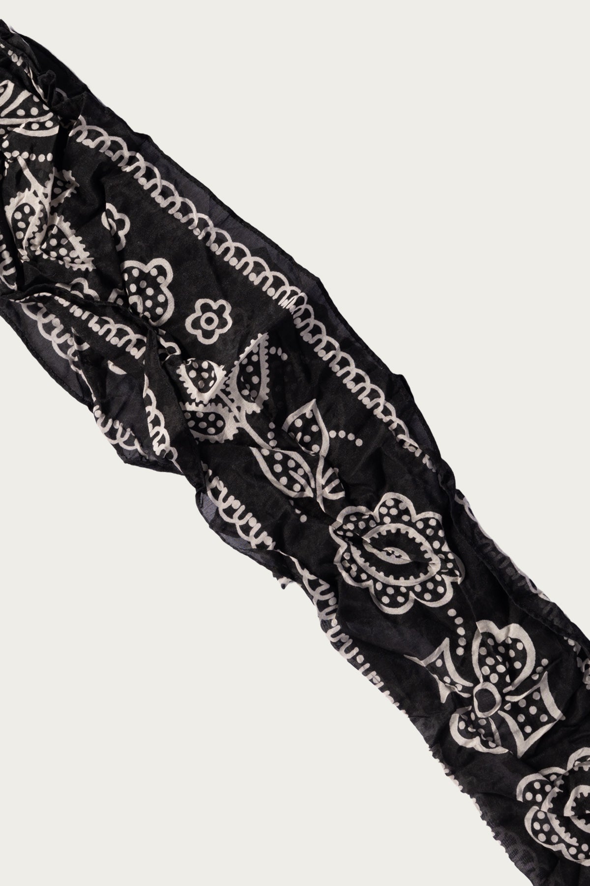 Kapital - WASHER Silk MOGA Scarf (ESCARGOT FLOWER) - Black - Canoe Club