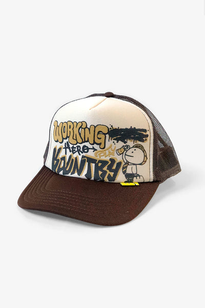 WORKING HERO Trucker Cap - Ecru/Brown