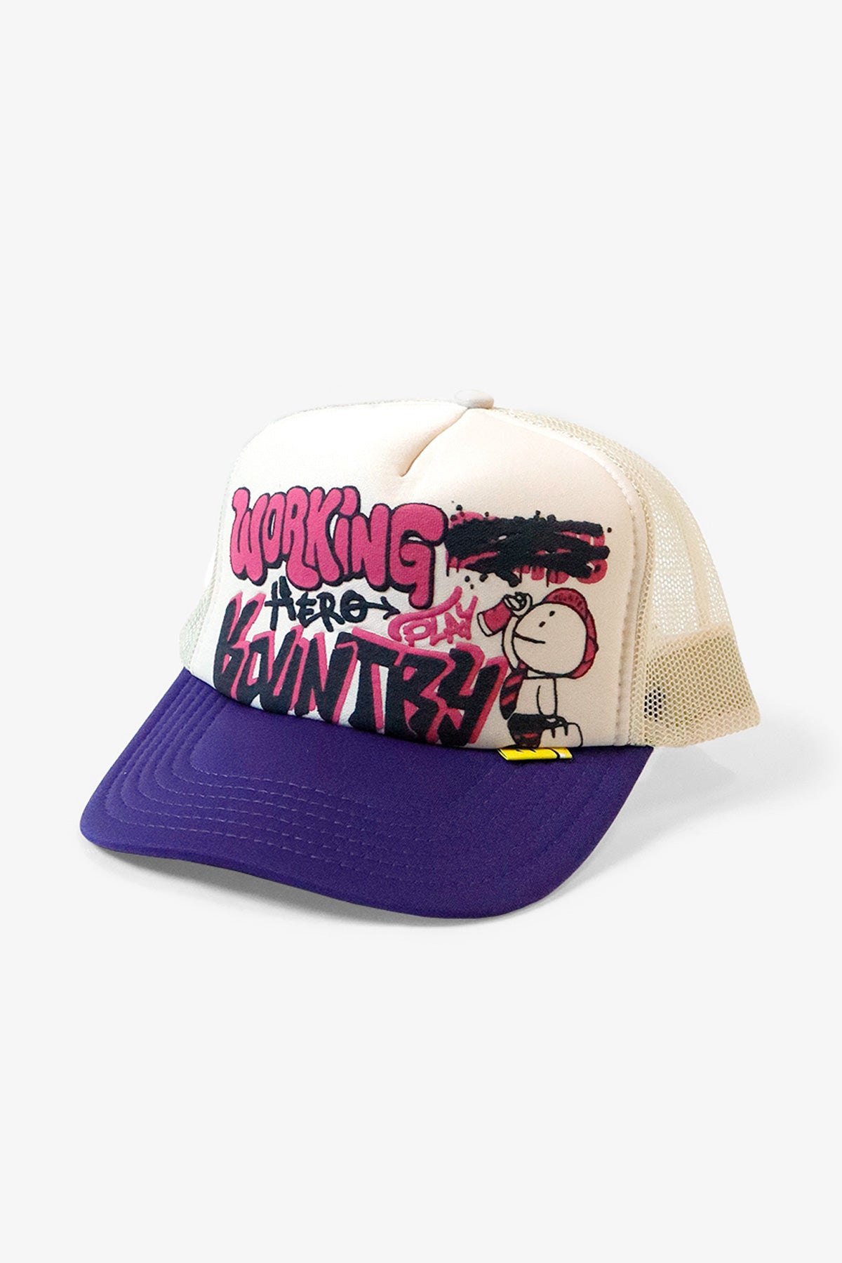 Kapital - WORKING HERO Trucker Cap - Ecru/Purple - Canoe Club