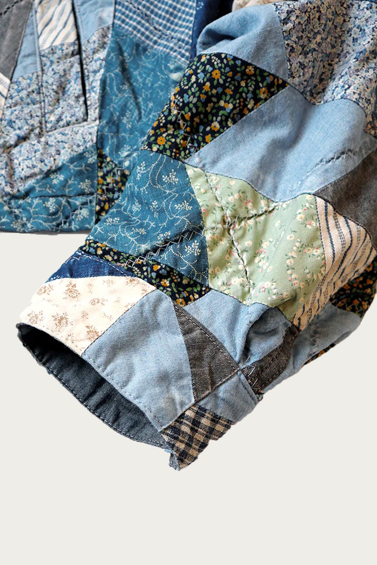 Kapital YABANE Quilt Patchwork Drizzler JKT Indigo Canoe Club