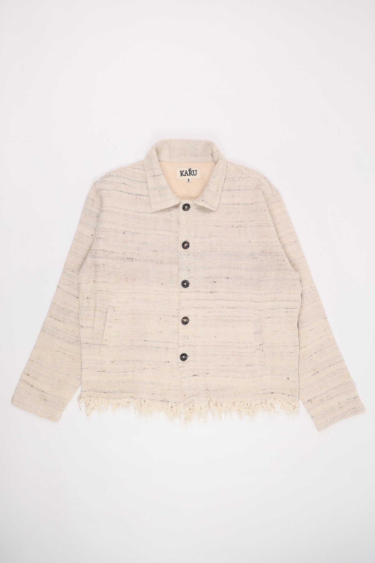 Karu Research - Cropped Jacket - Textured Wrinkly Weave with Fringe - Canoe Club