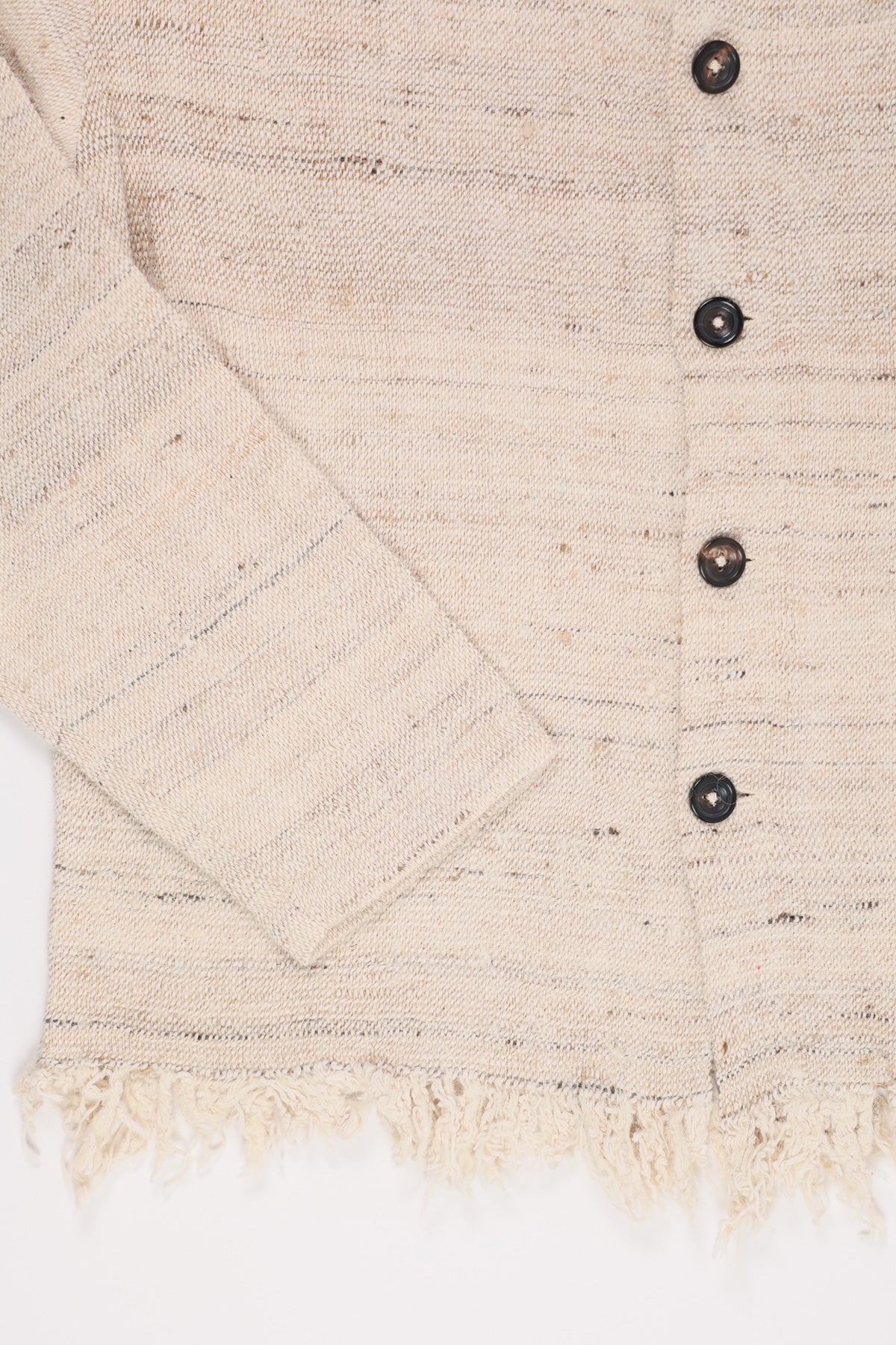 Karu Research - Cropped Jacket - Textured Wrinkly Weave with Fringe - Canoe Club
