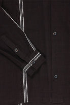 Karu Research - Longsleeve Camp Shirt - Brown/White Jacquard Weave - Canoe Club