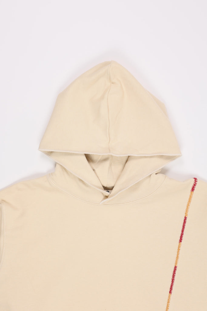 Karu Research - Rabari Stitch Hoodie - Ecru/Red/Yellow - Canoe Club