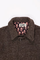 Karu Research - Raglan Overcoat - Hand Embroidery Brown/White - Canoe Club