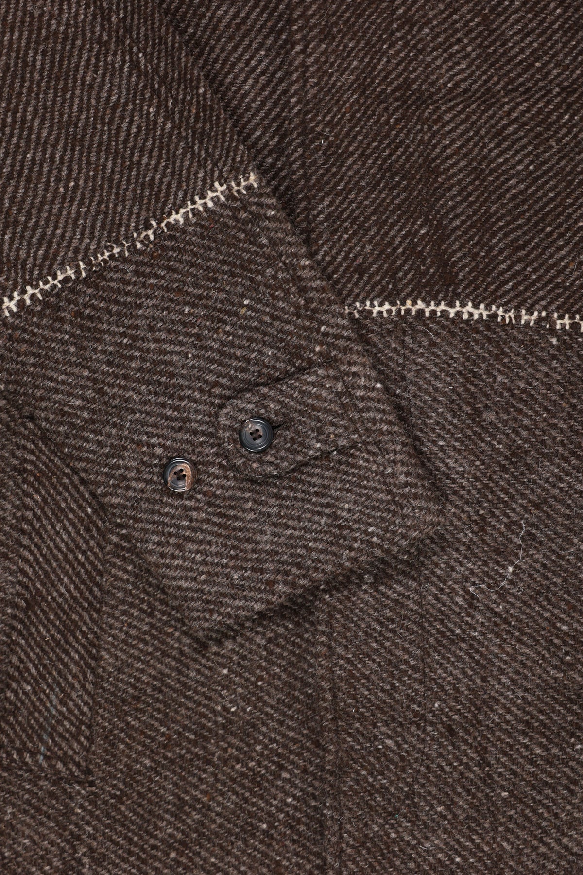 Karu Research - Raglan Overcoat - Hand Embroidery Brown/White - Canoe Club