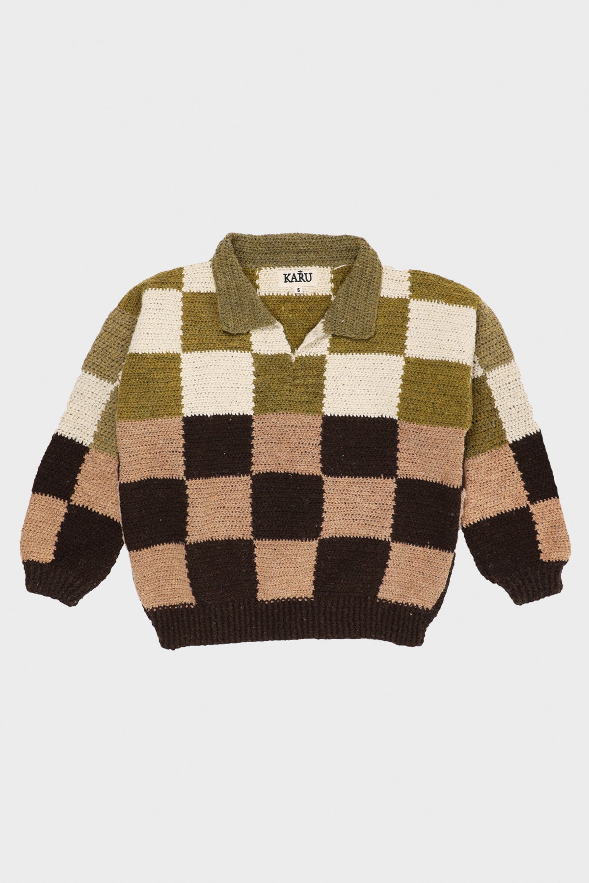 Karu Research - Rugby Knit - Check Naturally Dyed - Canoe Club