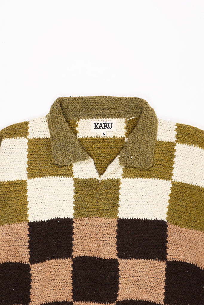 Karu Research - Rugby Knit - Check Naturally Dyed - Canoe Club