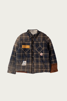 Khoki - Vintage-Effect Checked Puffer Jacket - Blue - Canoe Club