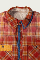 Khoki - Vintage-Effect Checked Puffer Jacket - Red - Canoe Club