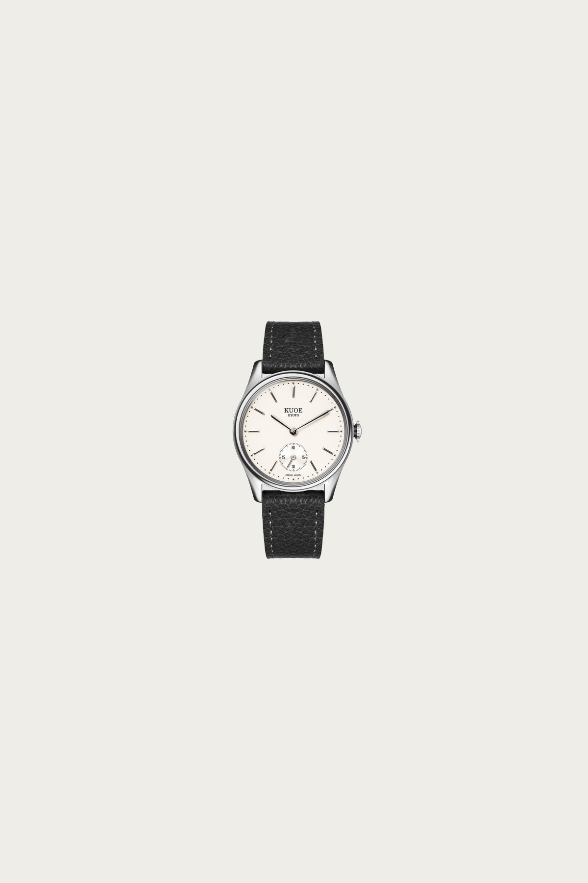 Kuoe Watches - Old Smith 90-0001 - White Dial/Silver Case/Black Pebbled Leather Strap - Canoe Club