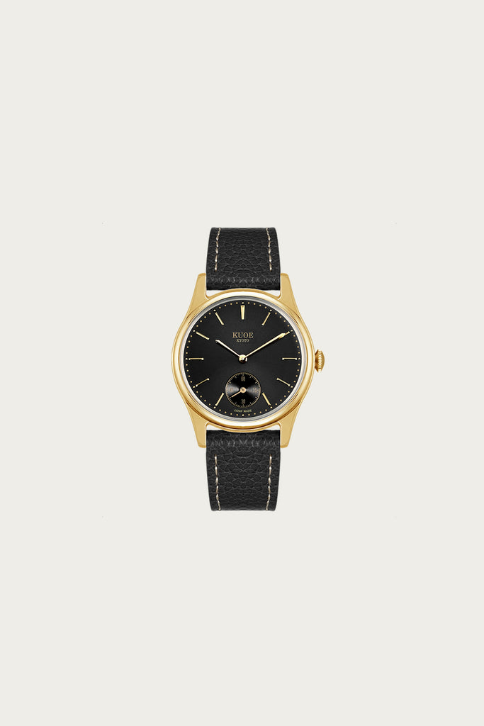 Kuoe Watches - Old Smith - 90-001 - Black Dial/Gold Case - Black Lychee Leather - Canoe Club