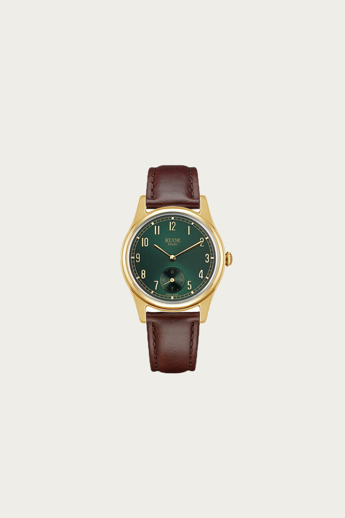 Kuoe Watches - Old Smith - 90-001 - Green Dial/Gold Case - Dark Brown Leather Strap - Canoe Club