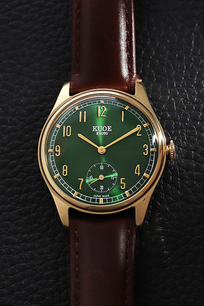 Kuoe Watches - Old Smith - 90-001 - Green Dial/Gold Case - Dark Brown Leather Strap - Canoe Club