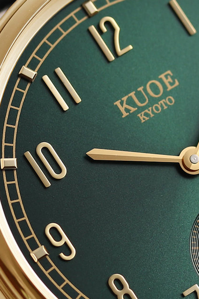 Kuoe Watches - Old Smith - 90-001 - Green Dial/Gold Case - Dark Brown Leather Strap - Canoe Club