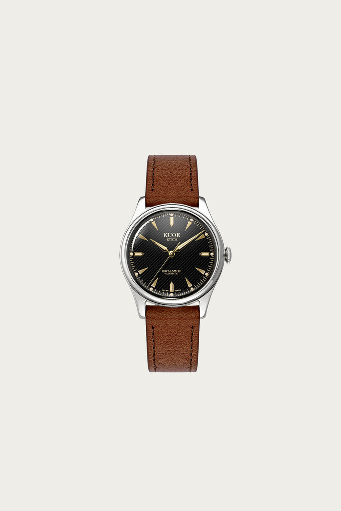 Kuoe Watches - Royal Smith - 90-006 - Black Dial/Silver - Smooth Brown Leather - Canoe Club