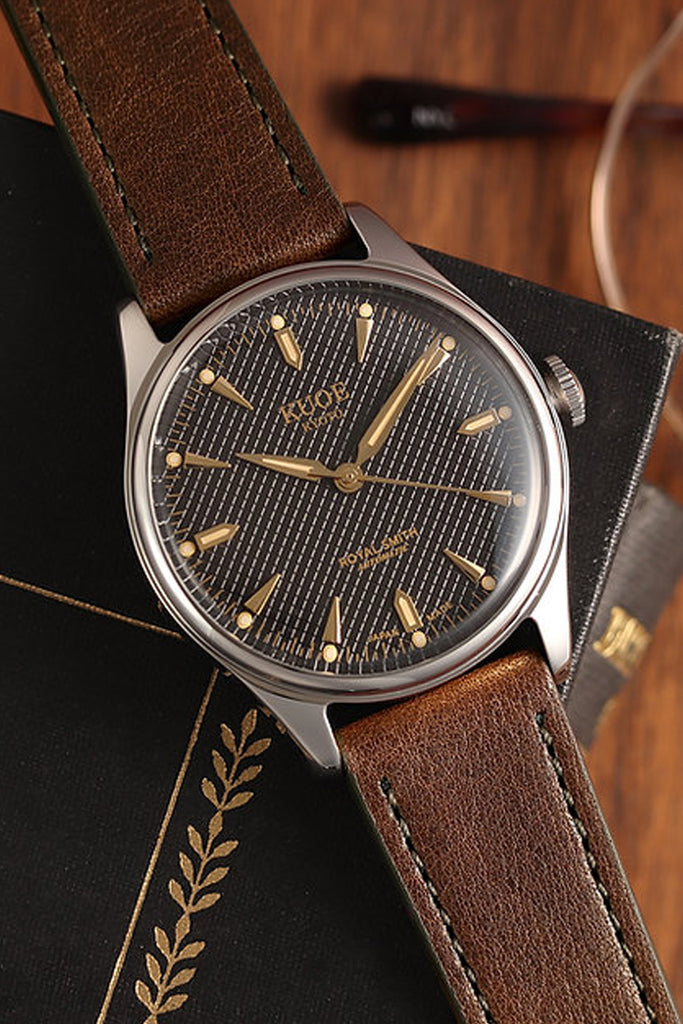 Kuoe Watches - Royal Smith - 90-006 - Black Dial/Silver - Smooth Brown Leather - Canoe Club