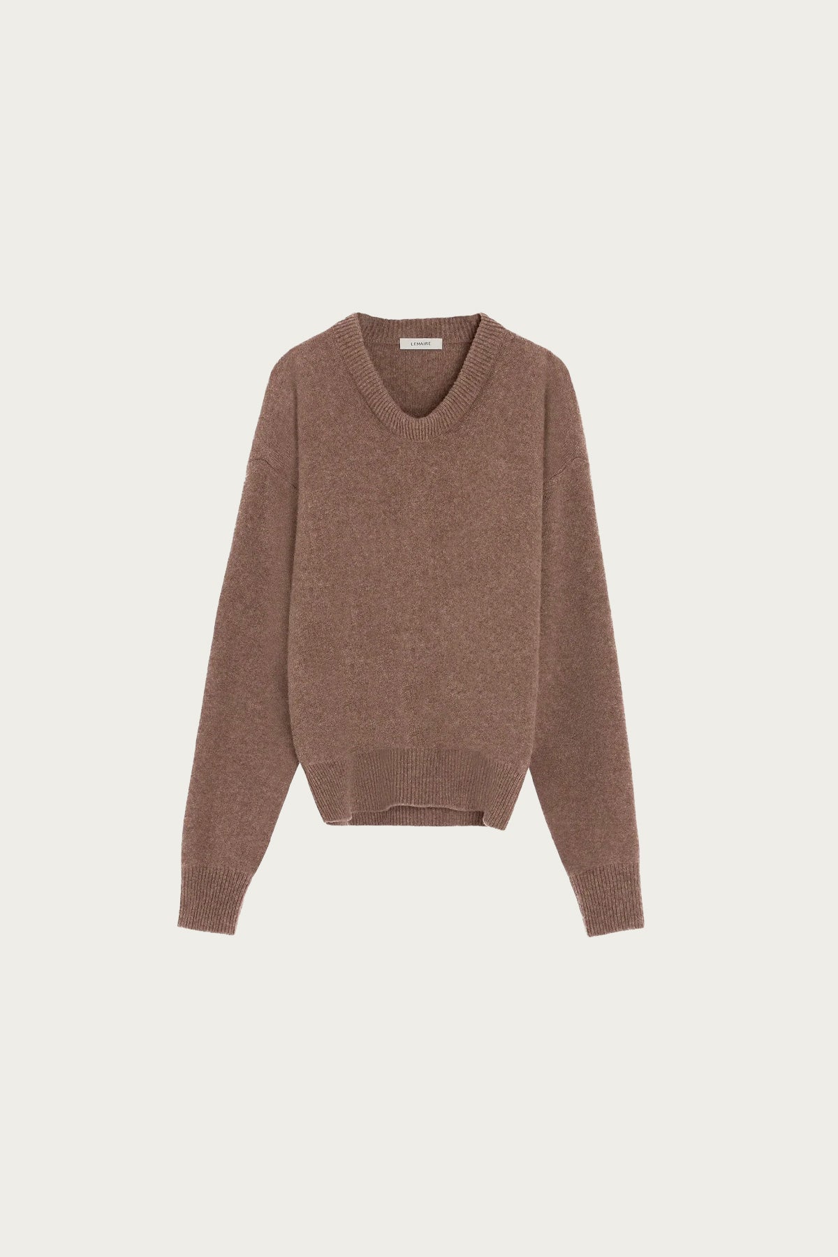 Lemaire Boxy V Neck Sweater | Hazelnut Melange | Canoe Club
