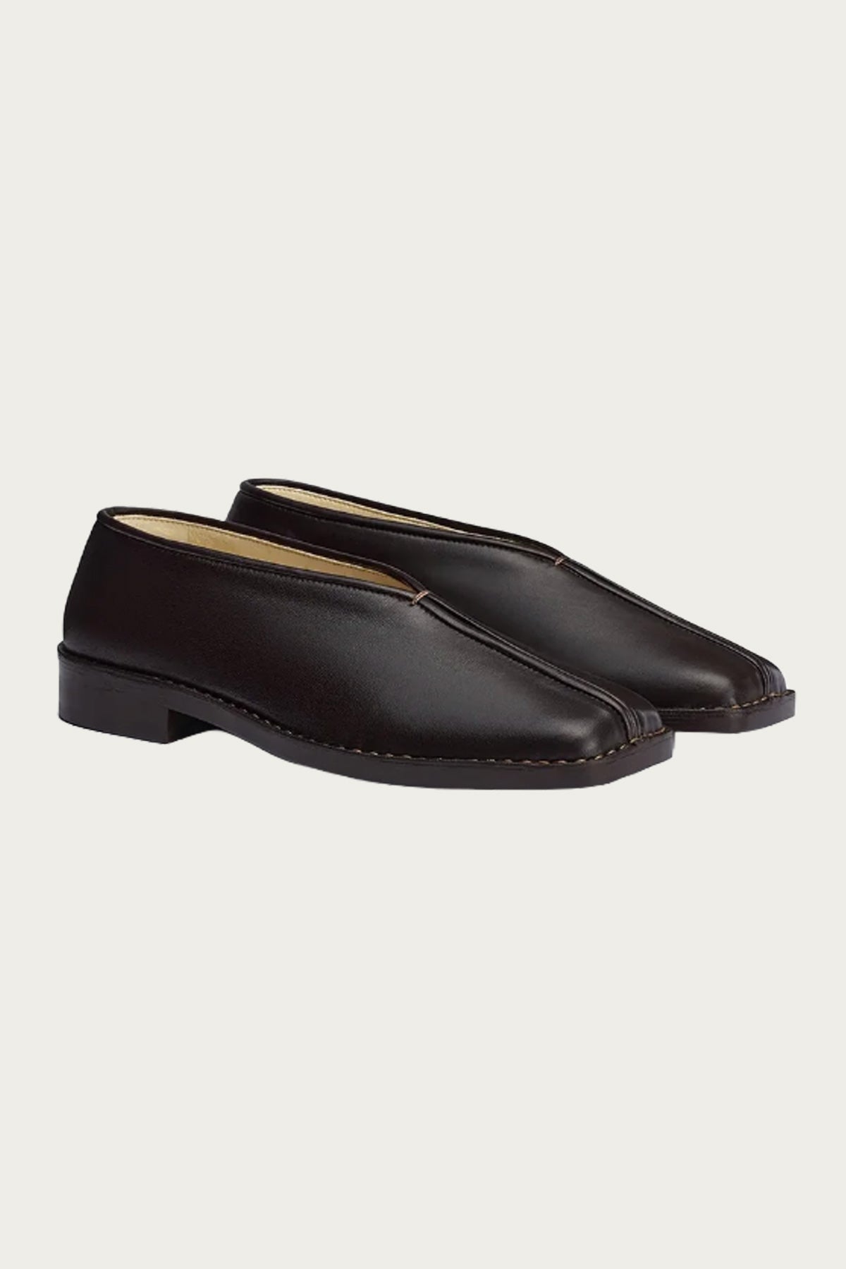Lemaire - Flat Piped Slippers - Dark Chocolate - Canoe Club