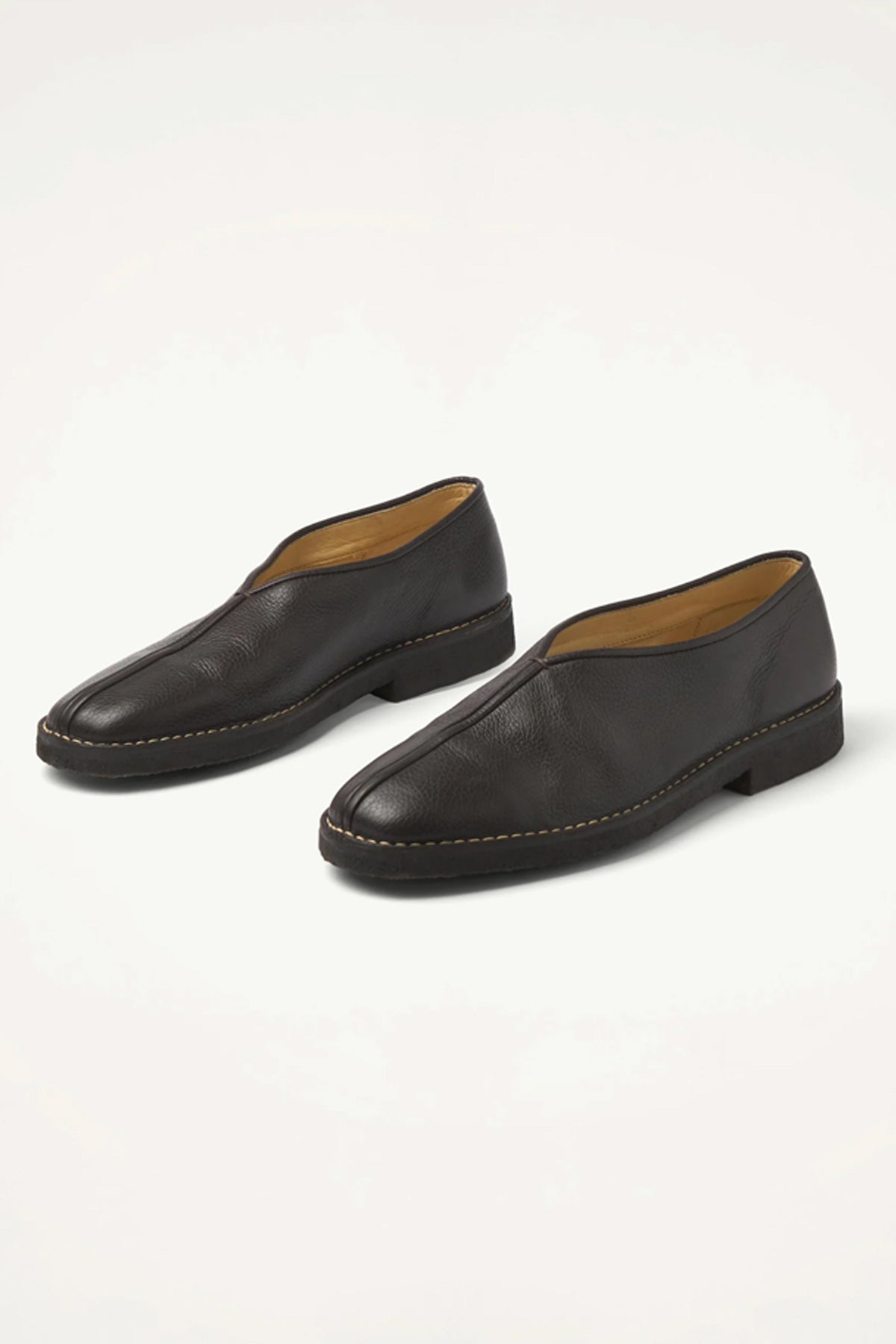 Piped Crepe Slippers - Dark Brown