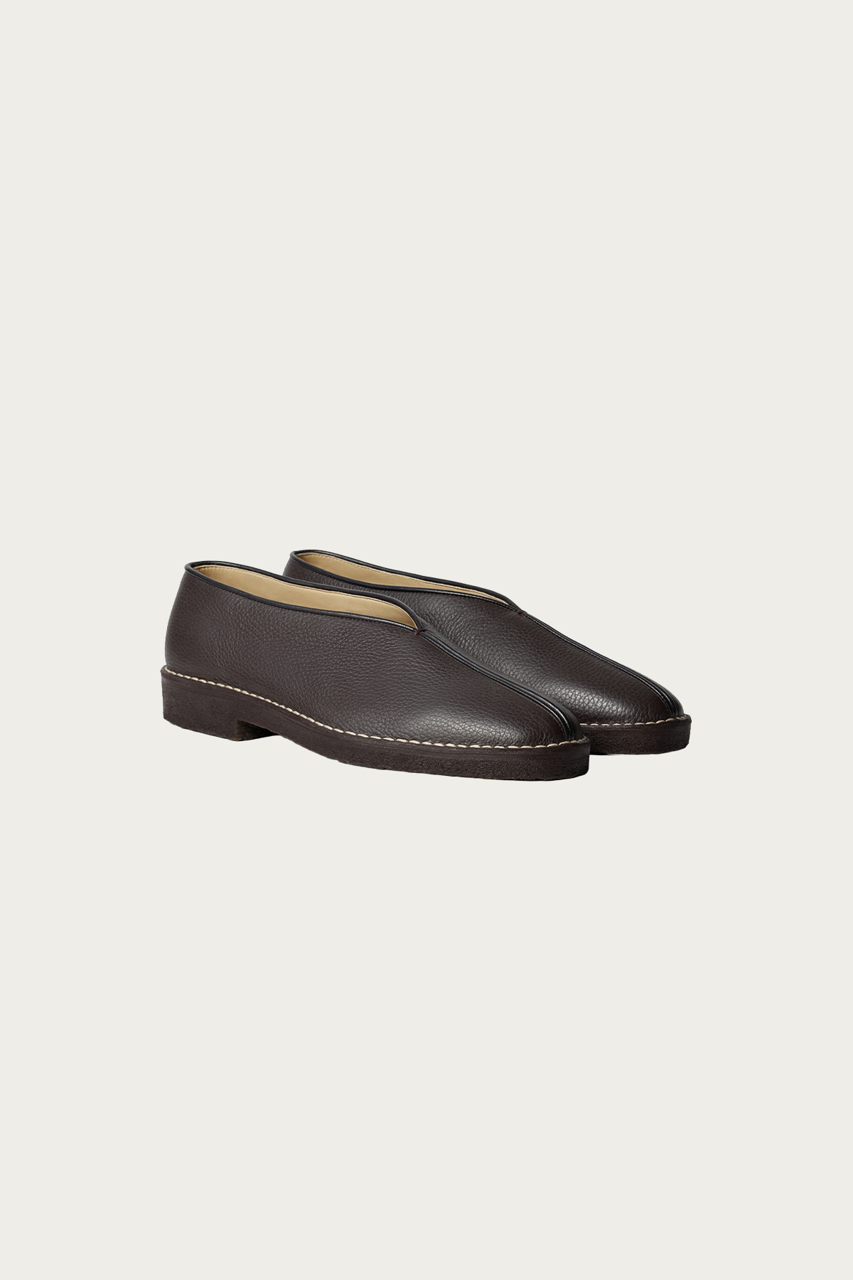Lemaire - Piped Crepe Slippers - Dark Brown - Canoe Club