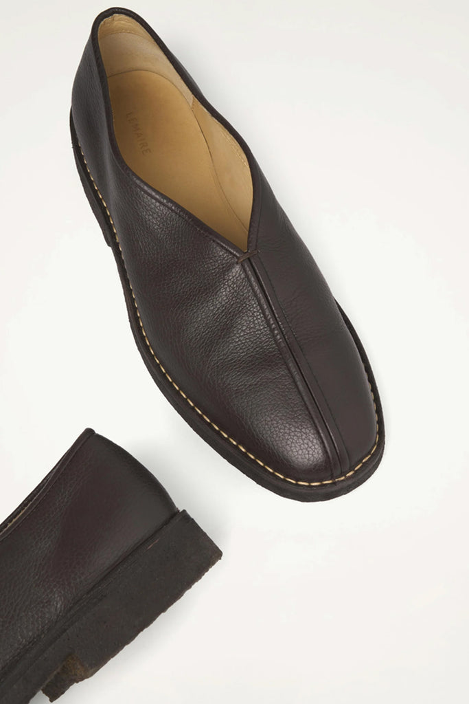 Lemaire - Piped Crepe Slippers - Dark Brown - Canoe Club