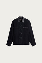 Lemaire - Workwear Overshirt w/ Leather Collar - Black - Canoe Club