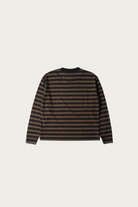 Margaret Howell - MHL Crew Neck Matelot - Off Black/Bark Light Cotton Melange Stripe - Canoe Club