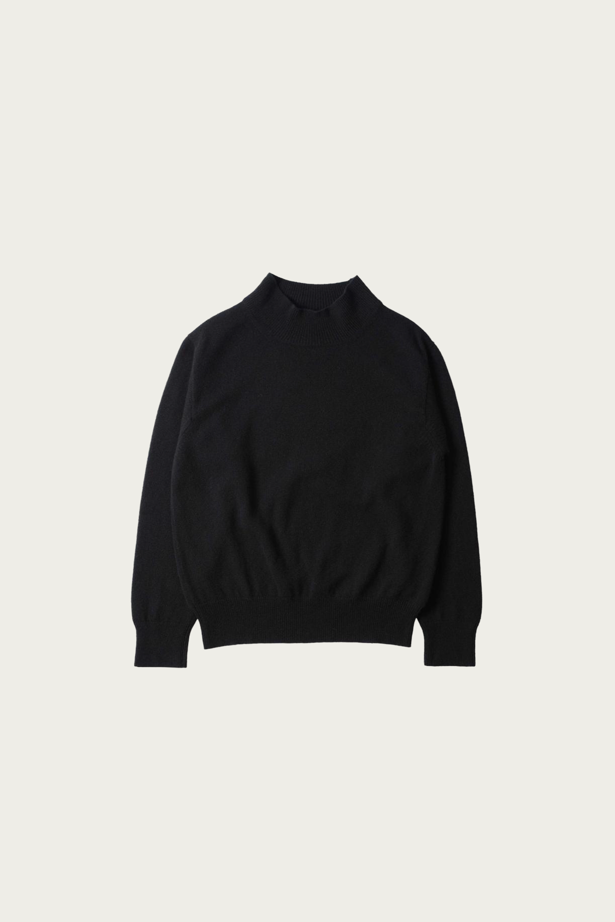 Margaret Howell - Mock Neck Jumper - Black Geelong Lambswool - Canoe Club