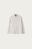 Margaret Howell - MHL Overall Shirt - Off White/Navy Odd Spaced Cotton Stripe - Canoe Club