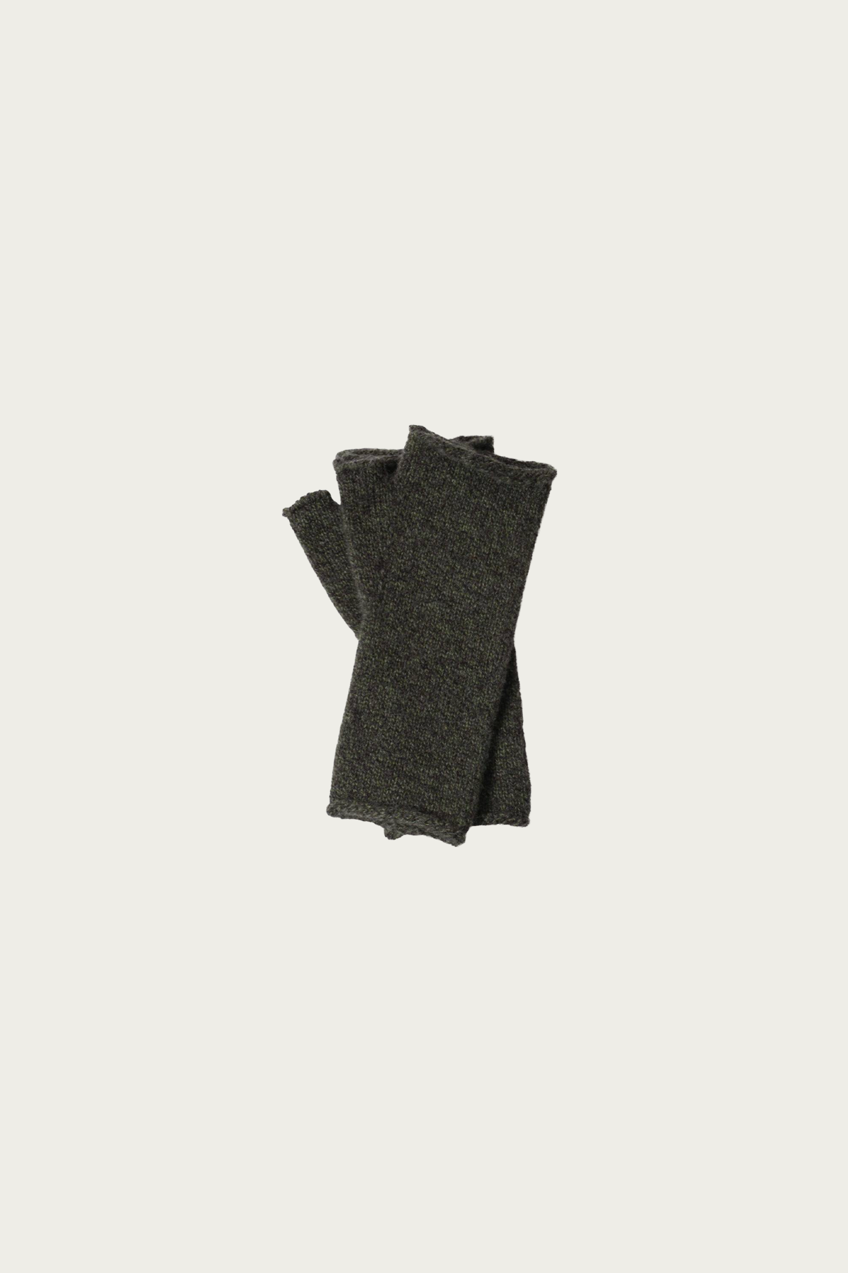 Margaret Howell - Shaped Fingerless Mitten - Khaki/Charcoal Twist Merino Cashmere - Canoe Club