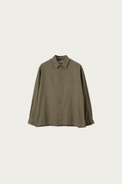 Margaret Howell - Two Pocket Shirt - Dark Khaki Yarn Dyed Cotton Twill - Canoe Club