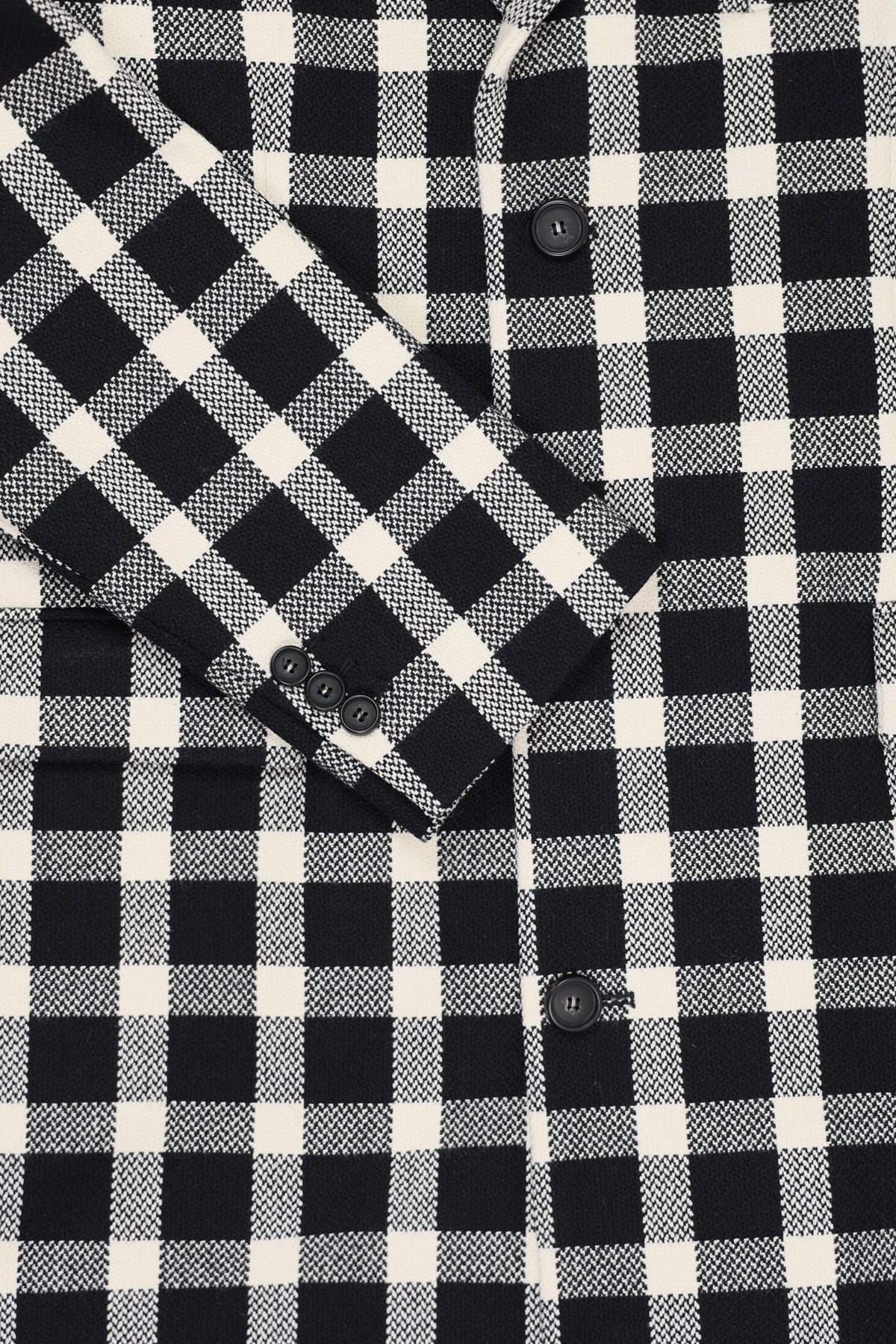 Marni - Black Checked Wool Coat - Black/White - Canoe Club