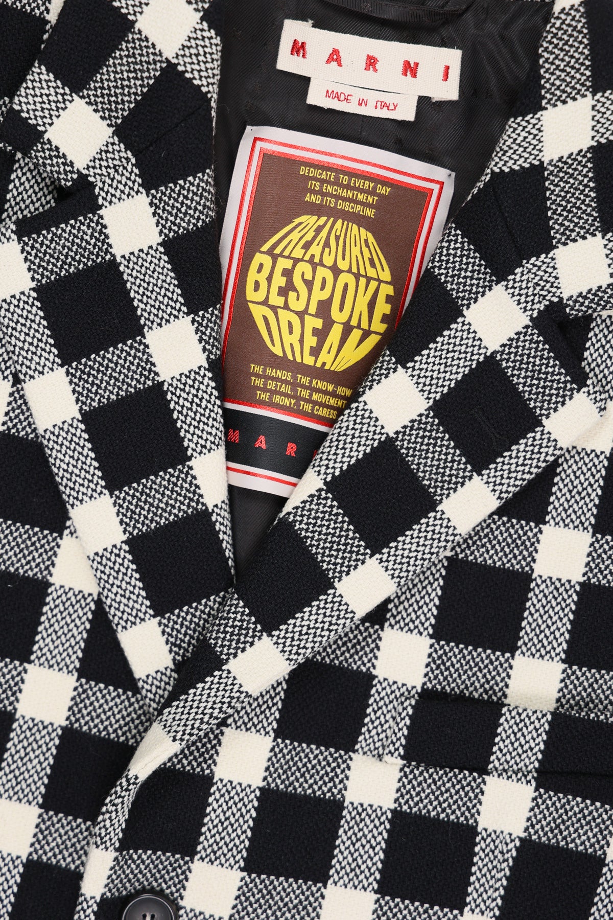 Marni - Black Checked Wool Coat - Black/White - Canoe Club