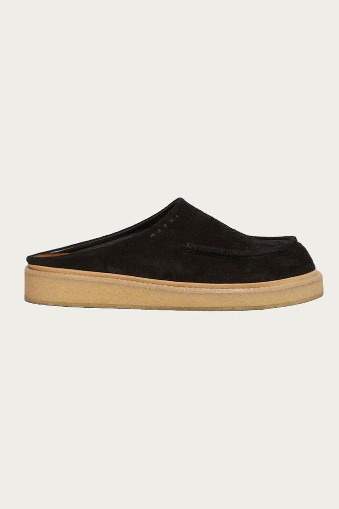 Marni - Suede Sabot - Black - Canoe Club