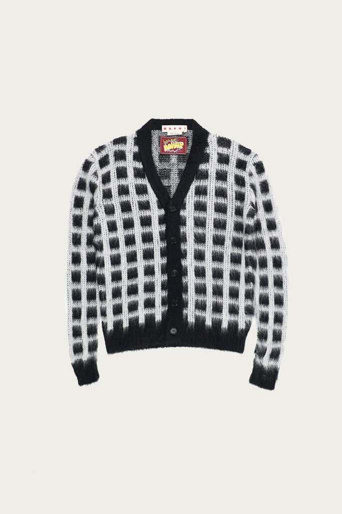 Marni - Brushed Check Fuzzy Wuzzy Cardigan - Black - Canoe Club