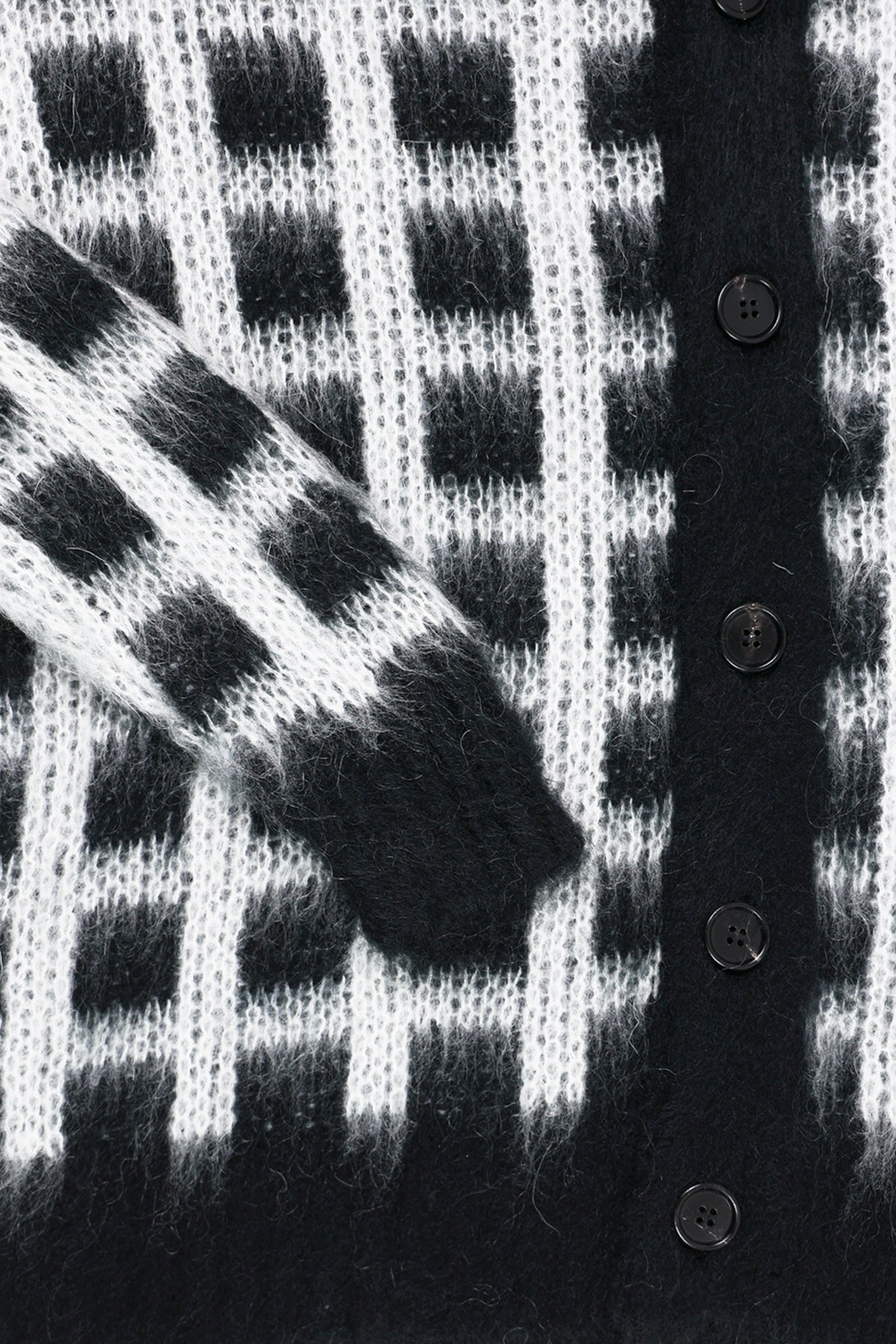 Marni - Brushed Check Fuzzy Wuzzy Cardigan - Black - Canoe Club