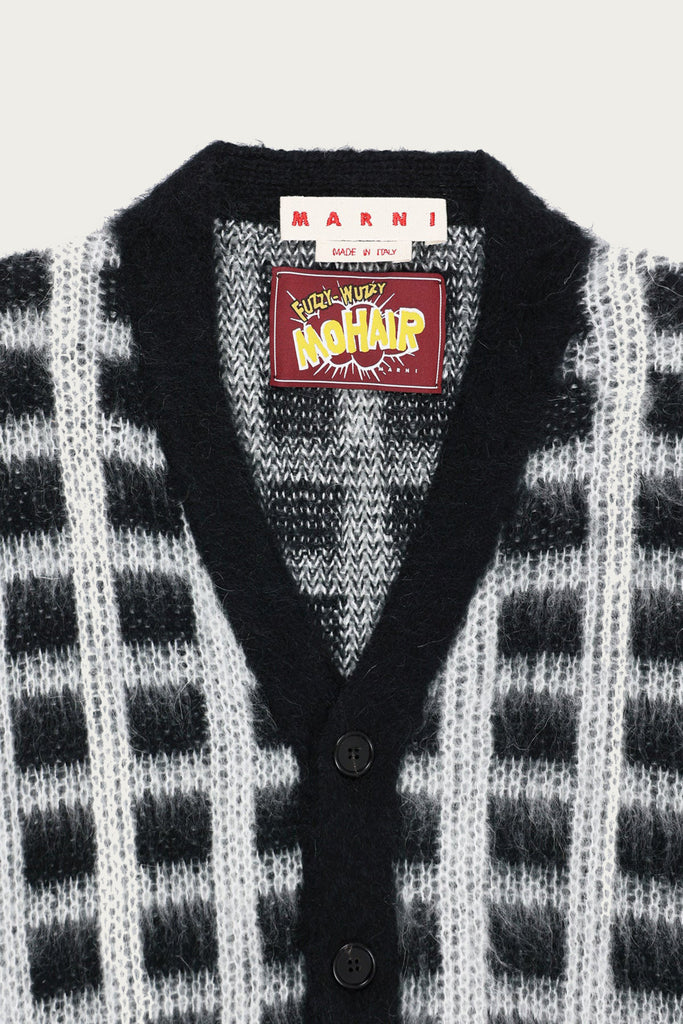 Marni - Brushed Check Fuzzy Wuzzy Cardigan - Black - Canoe Club